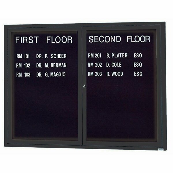 Aarco Black Framed Enclosed Letterboard Cabinet 36"x48" ADC3648BK